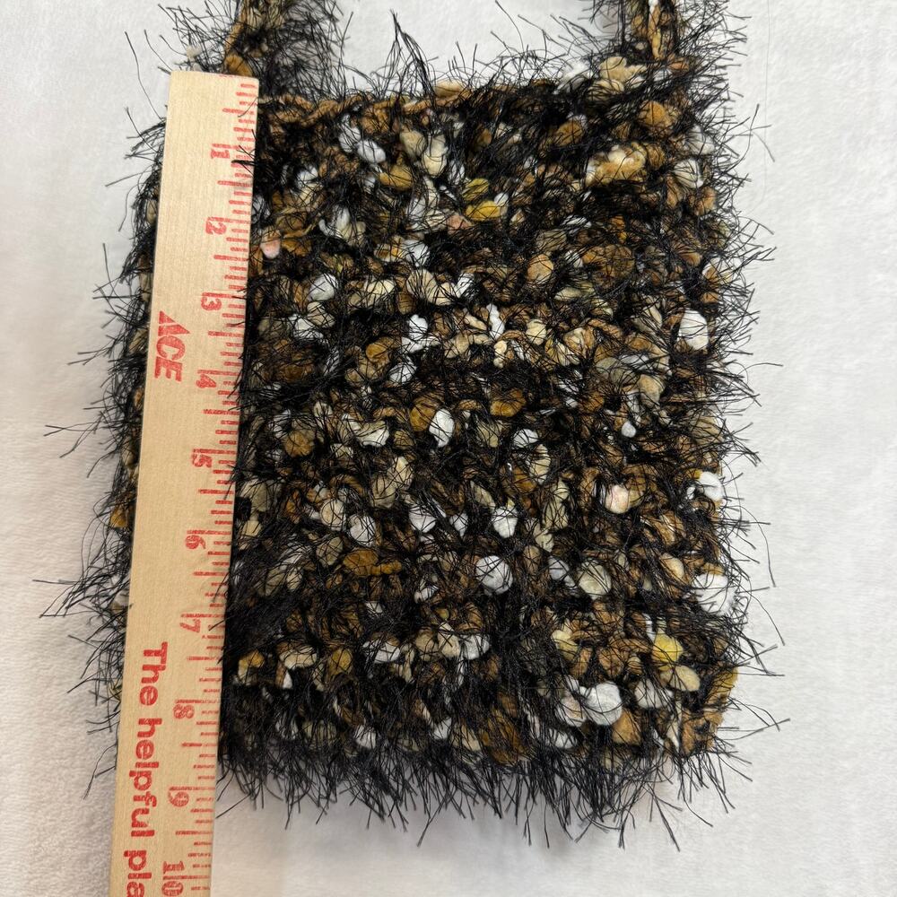 Funky Retro Knitted Multicolor Small Crossbody Bag Purse Y2K Fuzzy Cute Festival - Picture 7 of 7